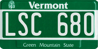 VT license plate LSC680