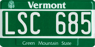 VT license plate LSC685