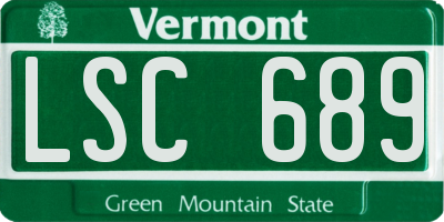 VT license plate LSC689