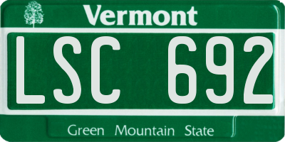 VT license plate LSC692
