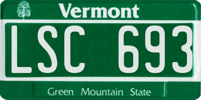 VT license plate LSC693
