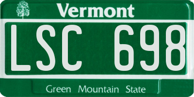 VT license plate LSC698