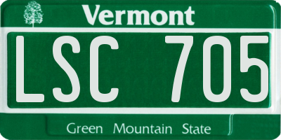VT license plate LSC705