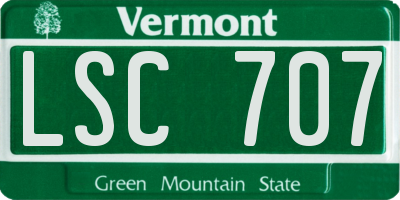 VT license plate LSC707