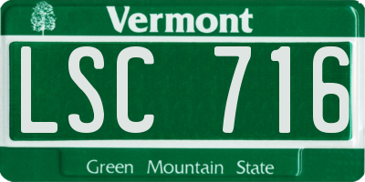 VT license plate LSC716