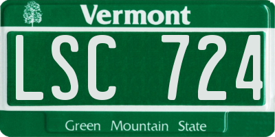 VT license plate LSC724