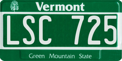 VT license plate LSC725