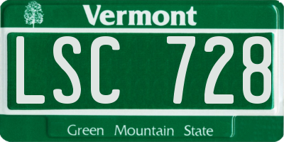VT license plate LSC728