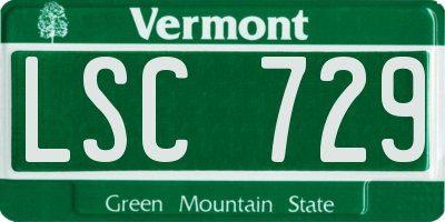 VT license plate LSC729