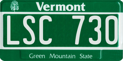 VT license plate LSC730