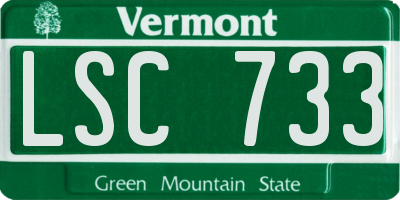 VT license plate LSC733