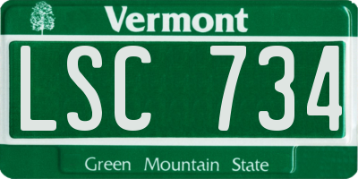 VT license plate LSC734