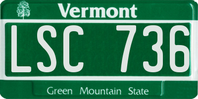 VT license plate LSC736