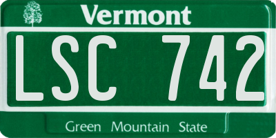 VT license plate LSC742