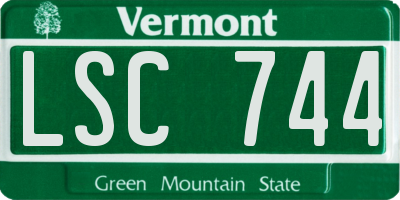 VT license plate LSC744