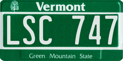 VT license plate LSC747