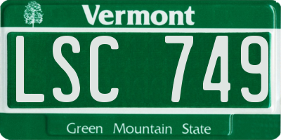 VT license plate LSC749