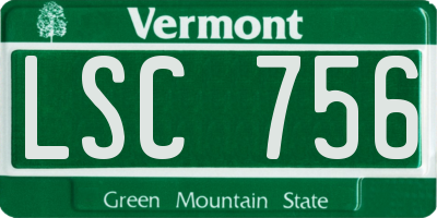 VT license plate LSC756