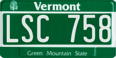 VT license plate LSC758
