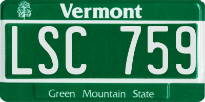 VT license plate LSC759