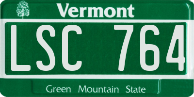 VT license plate LSC764
