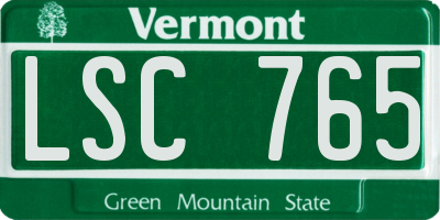 VT license plate LSC765