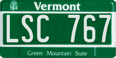 VT license plate LSC767