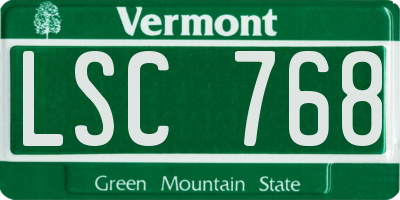 VT license plate LSC768