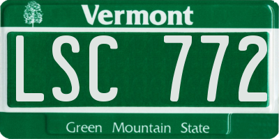 VT license plate LSC772
