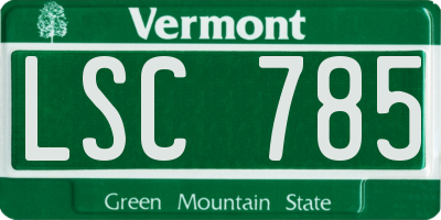 VT license plate LSC785