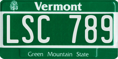 VT license plate LSC789