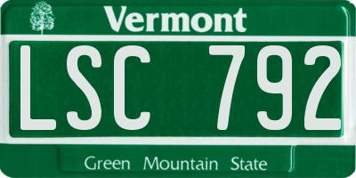 VT license plate LSC792