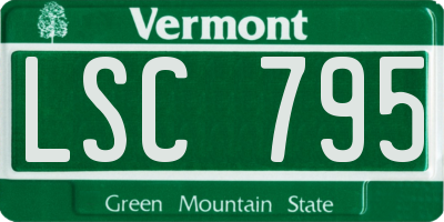 VT license plate LSC795