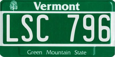 VT license plate LSC796
