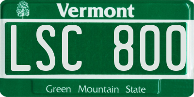 VT license plate LSC800