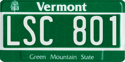 VT license plate LSC801