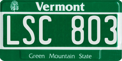 VT license plate LSC803