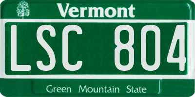 VT license plate LSC804