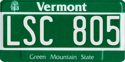 VT license plate LSC805