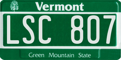 VT license plate LSC807