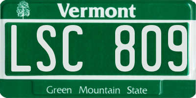VT license plate LSC809