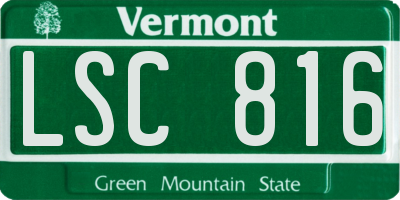 VT license plate LSC816