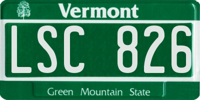 VT license plate LSC826