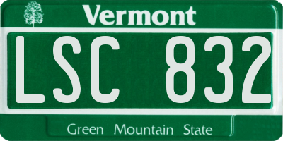 VT license plate LSC832