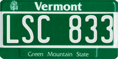 VT license plate LSC833