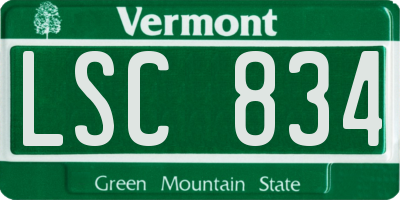 VT license plate LSC834