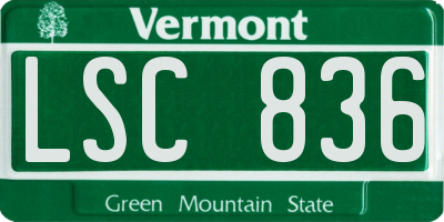 VT license plate LSC836