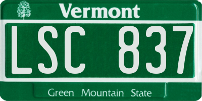 VT license plate LSC837