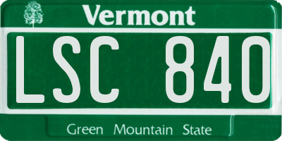 VT license plate LSC840