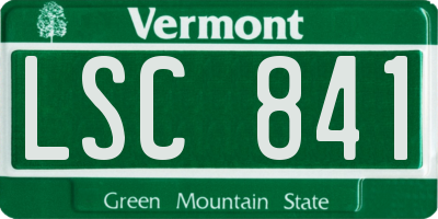VT license plate LSC841